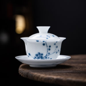 Hand-Painted Ceramic Gongfu Tea Set Small Size Single Bowl with Lid Home Use High End Ice Type Tea Brewing Apparatus