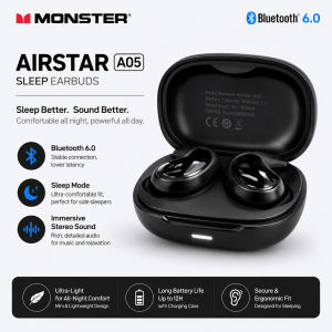 Monster A05 Passive Noise Canceling Sleeping Earbuds Bluetooth 6.0 Sleepbuds for Side Sleeper Deep Bass Wireless Sleep Earphones