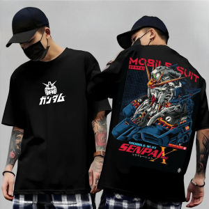 Bandai | Japanese Anime Mobile Suit RX-78-2 Gundam Summer Short Sleeve Cotton Print T-shirts Men Women Harajuku Y2k Parent-child Tee Tops
