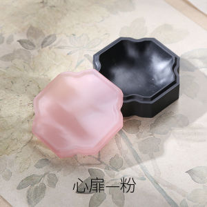 Rui Glass Cover Ink Sea Stationery Calligraphy Small round Xuan Rock Ink Stone Durable for Writing Painting Portable Miniature