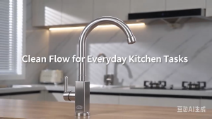 "WOMENS GALLERY" (#9217) Stainless Gooseneck Kitchen Sink Faucet Flat Type Handle Goose Vertical Tap Arc Type Bar Sink