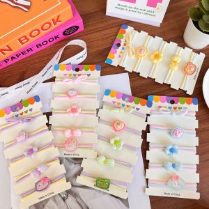 ยางรัดผมลายผ้าขนหนูสีลูกกวาด ยางรัดผมลายผีเสื้อสีบล็อก ดอกไม้ ยางยืด ประดับผม น่ารัก สำหรับเด็กผู้หญิง