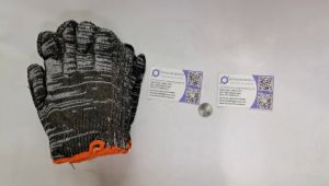 25grams Quality Cotton Gloves Cotton Black Gloves / 70grams Quality Cotton String Knit Orange Rubber Palm Coated Gloves