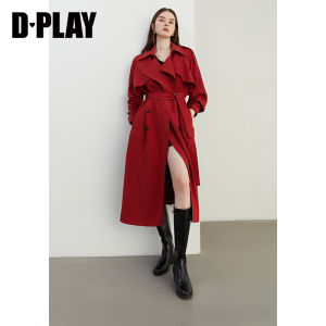 D-PLAY | Double-breasted Turn-down Collar Red Coat Windbreaker