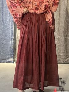 Retro Original Double Layered Elastic Waist Slim Fit Casual Loose Midi Skirt for Early Autumn Vintage Style High Waist A-Line Skirt