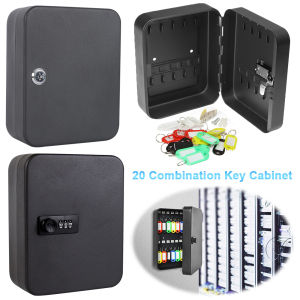 20 Key Hooks Key Box Combination Key Cabinet Wall Mounted with Key/Code Lock Locking Key Organizer Key Cabinet Security Lock Box