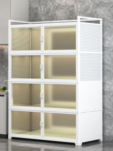 Kitchen Multi-layer Storage Rack Stand Glass Home Use Cabinet Bowl Cabinet Multifunctional Storage Cabinet Organizer