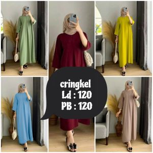 Dasima Gamis Polos Kombinasi Polkadot Bahan Rayon Premium Adem