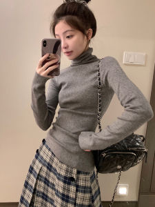 French Style Chunky Knitted Sweater Womens Sleeveless Fashionable Neck-HUG Clothes Autumn Small Size Slimming Top-Shirt