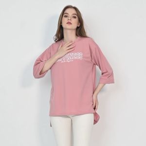 QUEENTIN Kaos Oblong Oversize Wanita 0239 Baby Tery Polyester Lengan Panjang