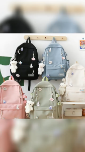 นักเรียนมัธยมต้นฮาราจูกุเวอร์ชั่นเกาหลี กระเป๋านักเรียนสำหรับนักเรียนชั้นประถมศึกษา กระเป๋าเป้สะพายหลังแบรนด์อินเทรนด์ความจุขนาดใหญ่ของผู้หญิง ins กระเป๋าเป้สไตล์วิทยาลัย