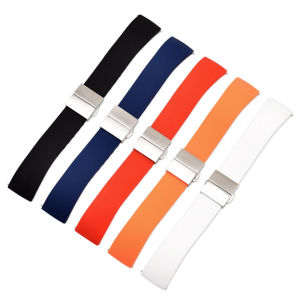 Aotelayer 14mm 16mm 18mm 20mm 22mm 24mm Soft Silicone Quick Release Watchband High Quality Butterfly Buckle Bracelet Band Strap Accessories
