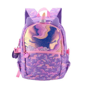 Australian original smiggle childrens school bag girls backpack Purple white cloud unicorn 8-12 years old 16 inch kids bags