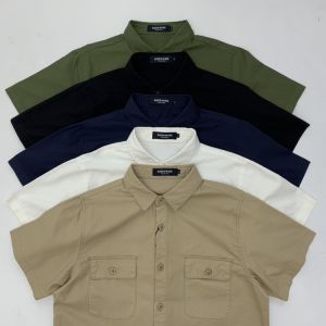 Áo Sơ Mi Nam Cổ Vuông Tay Ngắn Cotton Nguyên Chất Dáng Rộng Phong Cách Mỹ Cổ Điển Mùa Hè Thường Ngày Không Cần Ủi