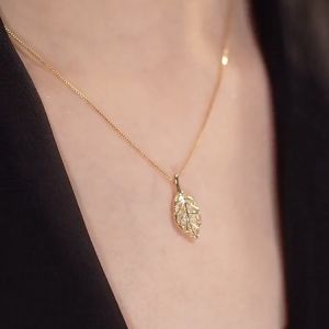 S925 Silver Leaf Necklace Womens Micro-Set Zircon Pendant Trendy Versatile Korean Style Ins Unique Design Elegantly Luxurious