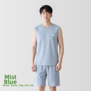 Cotton Mens Short Sleeve Lightweight Pajama Set