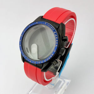 Black vk63 Watch case kit Rubber strap Multifunctional chronograph case fit VK63 movement Stainless steel mineral glass case