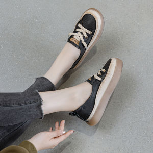Retro Style Cow Leather Slippers for Women Soft Sole Lightweight Summer Shoe High Elastic Band Young Adult Daily Use Flat Heel