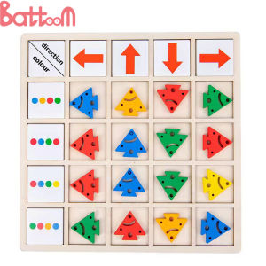 Wooden Puzzles Montessori Toys Logical Thinking Training Direction Color Cognition Early Learning Educational Toys For Children