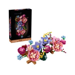 Artificial Flower Bouquet Building Set Rose Orchid Potted Plant DIY Building Blocks Eternal Bouquet Model for Mom Wife Home Deco