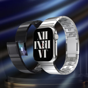 New Upgrade Magnetic Buckle Link strap Compatible with Apple Watch 10 Ultra 2 49mm Band Adjustable Stainless Steel Bracelet iWatch Series Ultra 10 9 8 SE2 7 6 5 4321 46mm 45mm 41mm 44mm 40mm 42mm 38mm Titanium Color