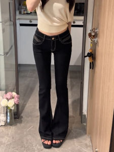 MANMI | Retro Black Flared Low Waist Jeans