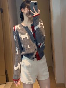 SHANGSHA | Atmospheric Elegance Niche Style Soft Lazy Style Youthful Matching Gray Knitwear