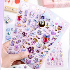 2 pcs/4 pcs Sweet Magic Pets Gem 3D Puffy Decor Stationery Stickers Scrapbooking DIY Diary Sticker School Gift