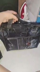 Mesh Tote Bag Mesh Shopping Bag Portable Tote Sling Shoulder Bag Large Capacity Handbag Transparent Makeup Storage Bag for Family & Vacation Essentials