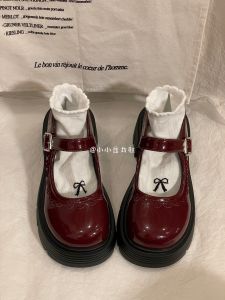 รองเท้าส้นหนา Mary Janes สไตล์อังกฤษสำหรับผู้หญิง หัวกลม หัวเข็มขัด รองเท้าส้นแบนแบบสวมสบาย ฤดูใบไม้ผลิ 2025