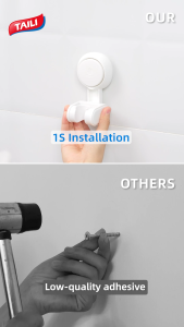 TAILI shower head bracket universal rotating shower rack no punching shower head bracket bathroom children suction cup does not fall height waterproof adjustable bathroom fixture rain hook reusable wall-mounted handle can bear 5KG