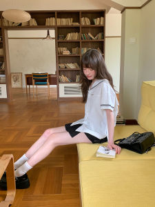 Áo Sơ Mi Nữ Cổ Thuyền Tay Ngắn Dáng Ôm Thiết Kế Mới Chất Liệu Cotton Phong Cách Nhật Bản Thời Trang Công Sở Mùa Hè 2025