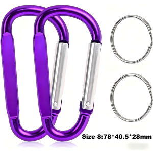 Large Carabiners Keychain 3"Aluminum D Shape Premium Durable D-Ring Clip Hook Camping Accessories Snap Link Key Chain Durable
