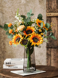 Modern Style Artificial Sunflower Bouquet Living Room Dining Table Decoration Plastic Dry Flower Arrangement Home Decor