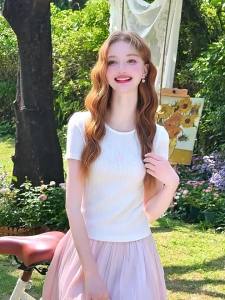 HEYINI | Áo Thun Knit Voan Ren