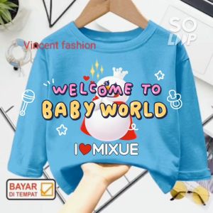 Kaos Anak Viral I LOVE MIXUE Usia 1-12 Tahun Lengan Panjang