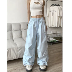 Quần mỏng Mỹ mùa xuân và mùa thu INS Ống Suông Nữ quần legging rộng quần làm việc cô gái cay dây rút đơn giản quần mắt cá chân lỏng