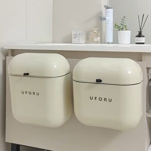 9L/12L Hanging Trash Can Dustbin Rubbish Bin Cabinet Door With Lid Garbage Cans Floor Wall Mounted Kitchen Tong Bathroom Wall Mounted Rubbish Bin Cover Sampah Sangkut 垃圾桶