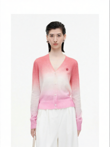 Gradual Color Change Merino Mohair Sweater V-Neck