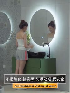 Bathroom Led Mirror Round Smart Makeup Mirror Bathroom Bedroom Dresser Hotel Bathroom Mirror Wall Mounted OneButtonTouch
