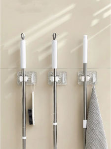 Luxury Wave Pattern Mop Holder Strong Wall Mounted No Drilling Bathroom Balcony Storage Rack Tool for Household Cleaning