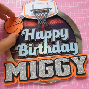 Custom Basketball Cake Topper with Name – Happy Birthday Basketball Theme Cake Topper – Personalized Sports Cake Decoration – Made to Order