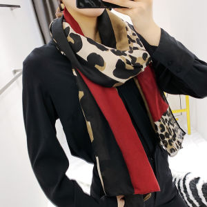 Fashionable Summer Travel Leopard Print Scarf Womens New Style Autumn Winter Atmosphere Sense Large Grid Air Conditioned Shawl