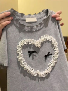 Áo Thun Cotton Ren Ngắn Tay Phong Cách Pháp Giản Dị Thanh Lịch Cho Nữ Mùa Hè 2025 Áo Thun Tay Ngắn Thường Ngày Thường Ngày