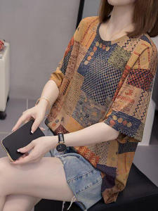 Áo Thun Cotton Tay Ngắn Mùa Hè Cỡ Lớn Cho Nữ Che Béo Quần Áo Công Sở Phong Cách Hàn Quốc Dáng Rộng Thường Ngày Thời Trang