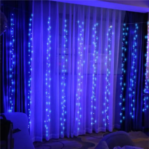 4-Color LED Curtain String Lights Atmospheric Fairy Lights Remote Control with Hooks Suitable for Holiday Party Decoration