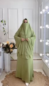 BISA COD! Set Gamis Syari + Hijab Jumbo Kode AZALA Bahan Ceruty Babydoll Premium By Ory AjeZas Coll