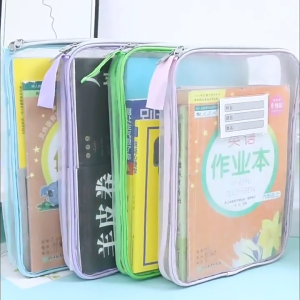 L-Type Double Zipper Large Capacity Books A4 Transparent Mesh Folders Student Stationery Storage Bag