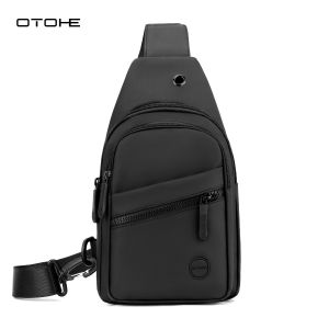 OTOHE Mens Chest Bag Cross Body Bag Waterproof Travel Shoulder Bag Large Capacity Casual Bag Earphone Hole Design Men Fashion Shoulder Bag Leisure Sport Street Bag for College Student