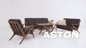 Furniture Direct ASTON Solid Wood 3 Seater Sofa-Grey Fabric